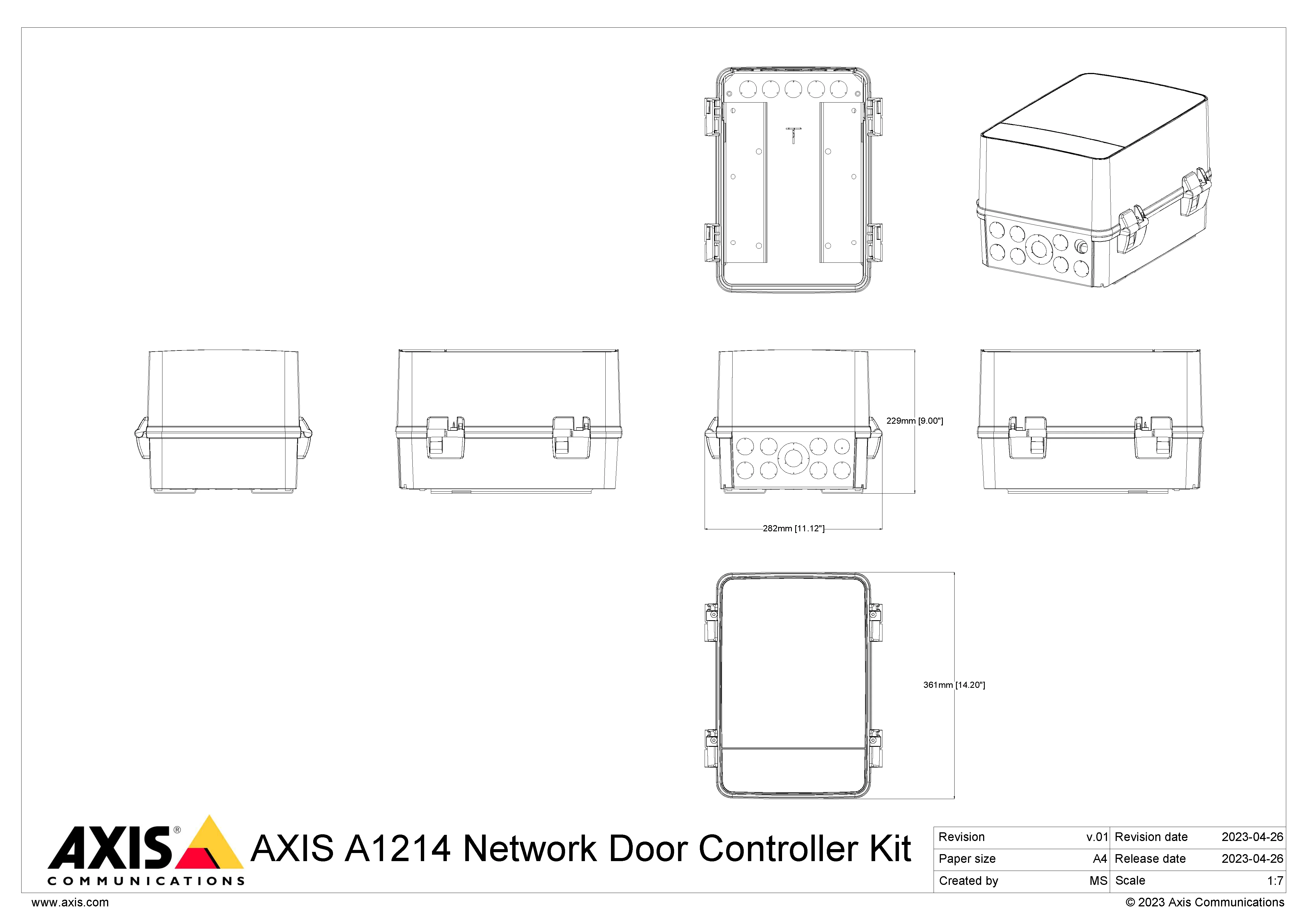 AXIS A1214 from Axis Communications - dimension diagram showing mounting measurements