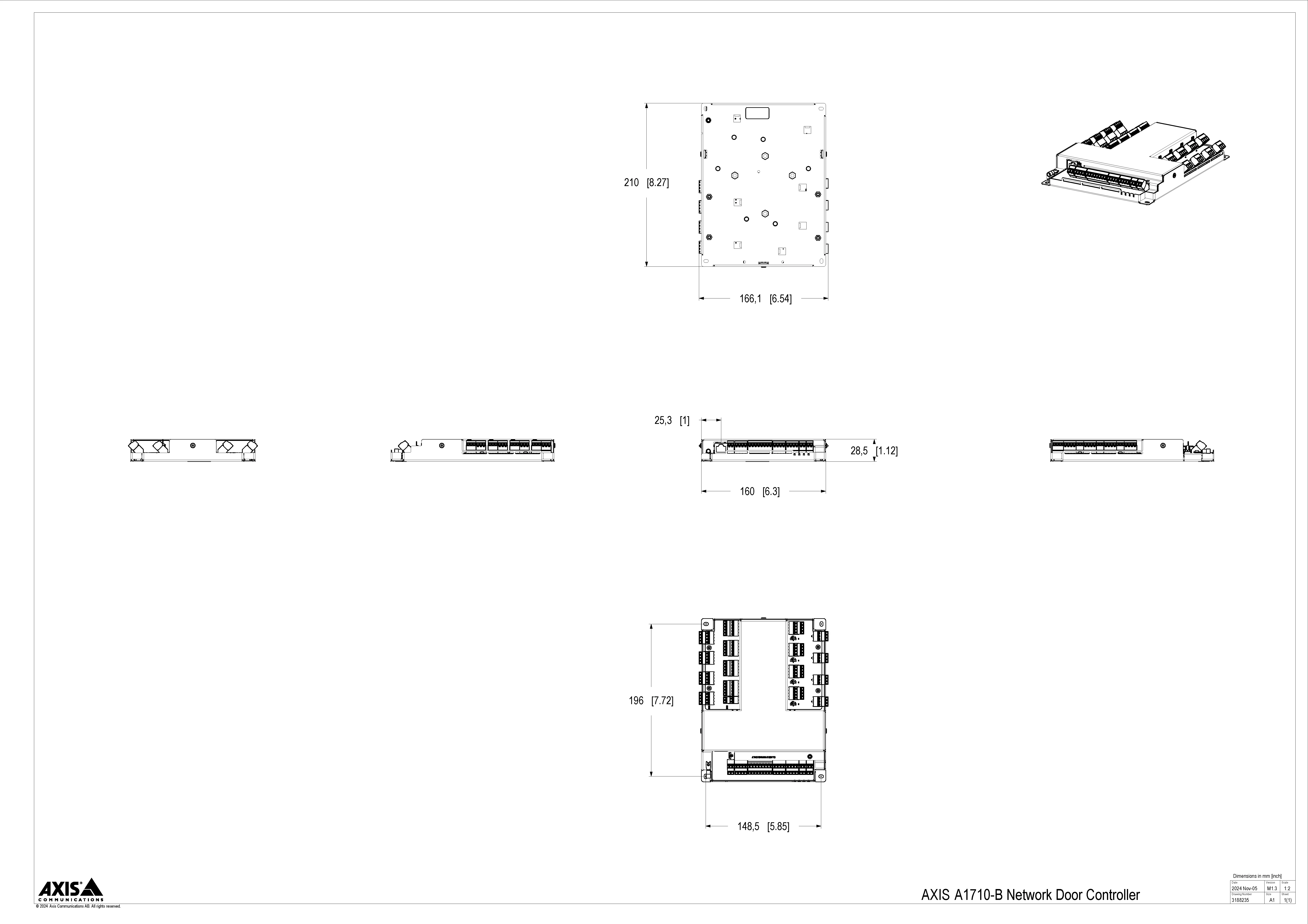 AXIS A1710-B from Axis Communications - dimension diagram showing mounting measurements (view 2)