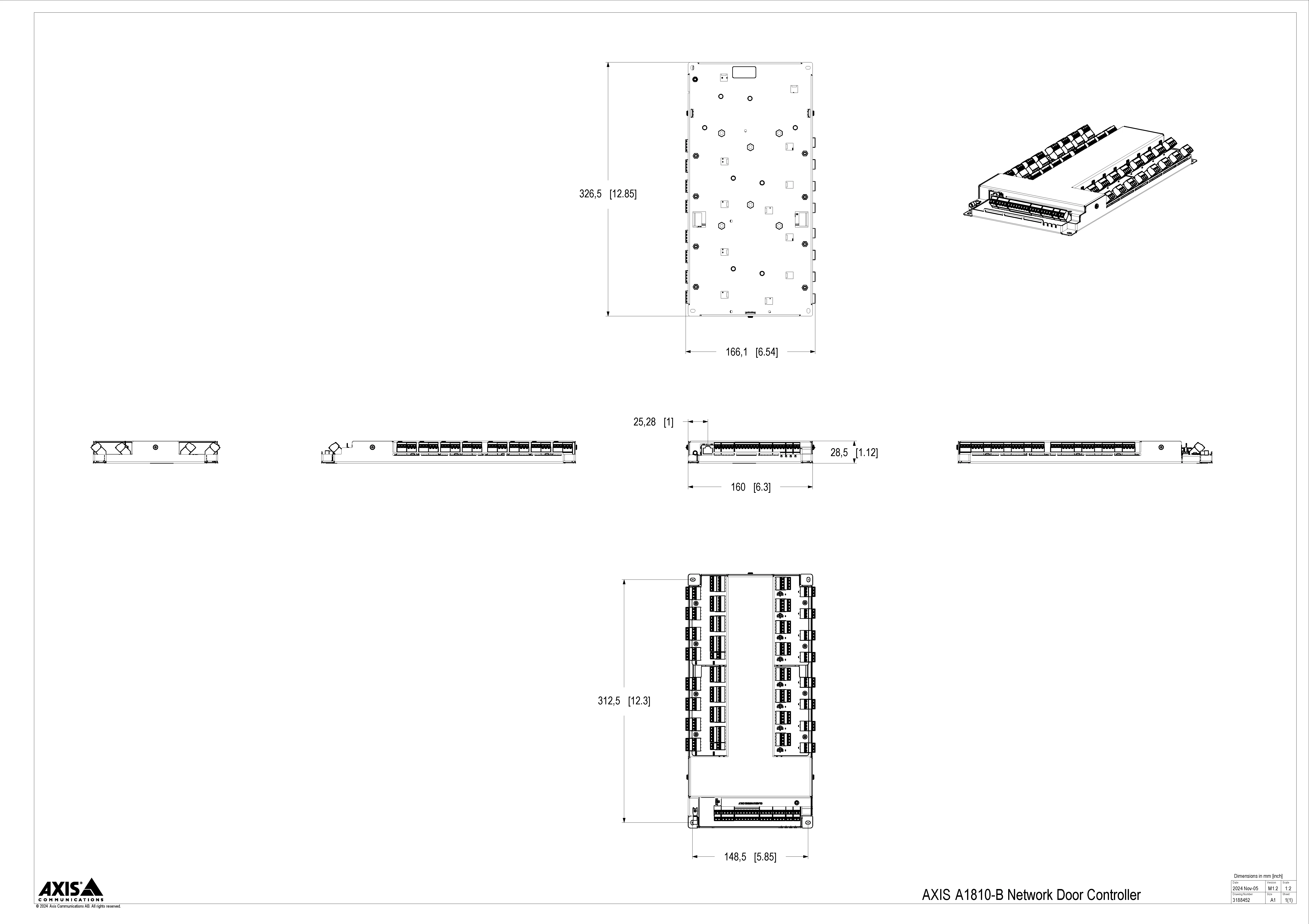 AXIS A1810-B from Axis Communications - dimension diagram showing mounting measurements (view 2)