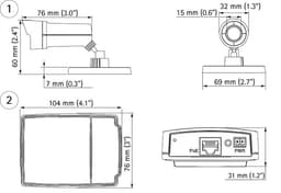 AXIS M2014-E from Axis Communications - dimension diagram showing mounting measurements