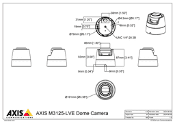 AXIS M3125-LVE from Axis Communications - dimension diagram showing mounting measurements (view 2)