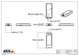 AXIS P1275 from Axis Communications - dimension diagram showing mounting measurements (view 4)