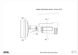 AXIS P1485-LE from Axis Communications - dimension diagram showing mounting measurements (view 3)