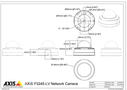 AXIS P3245-LV from Axis Communications - dimension diagram showing mounting measurements