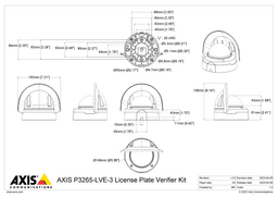 AXIS P3265-LVE-3 from Axis Communications - dimension diagram showing mounting measurements (view 2)