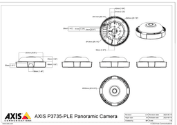 AXIS P3735-PLE from Axis Communications - dimension diagram showing mounting measurements (view 3)