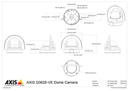 AXIS Q3626-VE from Axis Communications - dimension diagram showing mounting measurements