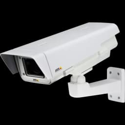 AXIS P1357-E from AXIS COMMUNICATIONS - outdoor-ready IP camera with P-Iris control. The camera is viewed from its left.