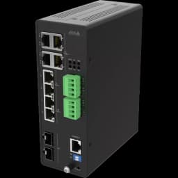AXIS D8208-R from AXIS COMMUNICATIONS - Industrial PoE++ Switch, viewed from its left angle