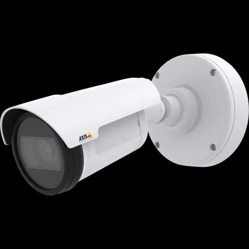 AXIS P1427-LE from AXIS COMMUNICATIONS - compact bullet camera for outdoor use with built-in IR. The camera is viewed from its left.