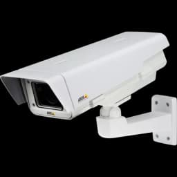 AXIS Q1775-E from AXIS COMMUNICATIONS - flexible outdoor-ready day/night camera with WDR – Dynamic range. The IP camera is viewed from its left.