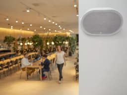 AXIS C1110-E from AXIS COMMUNICATIONS - on wall in canteen