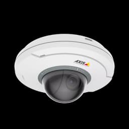 AXIS M5075 from AXIS COMMUNICATIONS - white and black camera with the AXIS LOGO is angled on its right