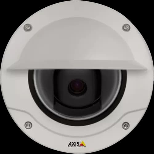 AXIS Q3504-VE from AXIS COMMUNICATIONS - outdoor ready fixed dome with WDR – Forensic Capture. The camera is viewed from its front.